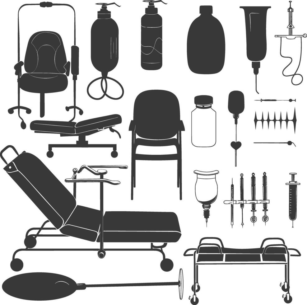 Silhouette medical equipment black color only vector