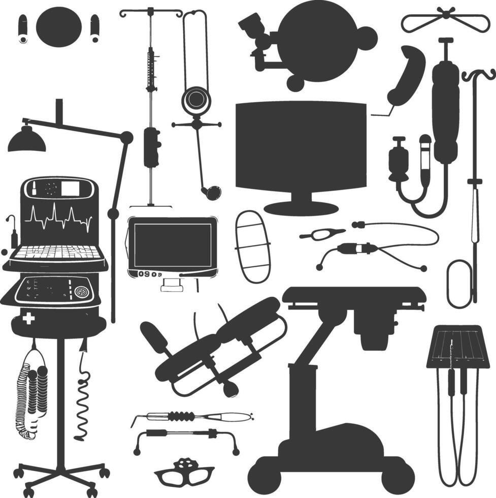 Silhouette medical equipment black color only vector