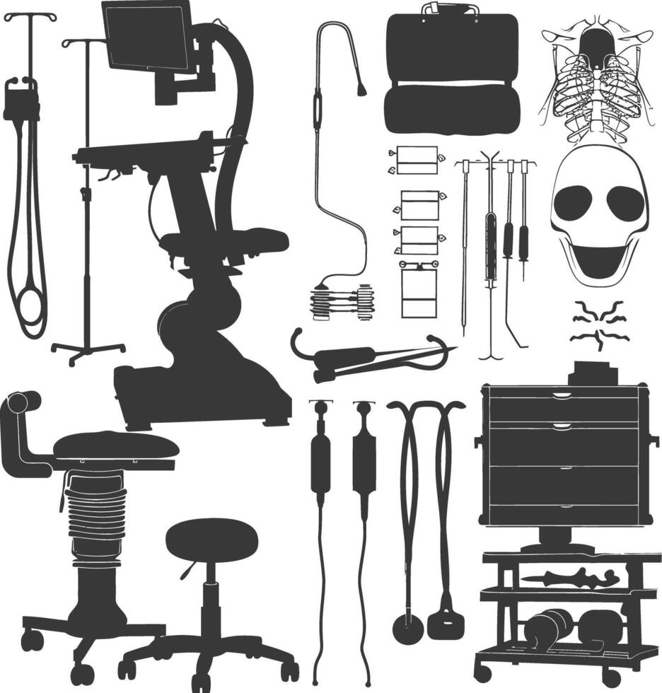 Silhouette medical equipment black color only vector