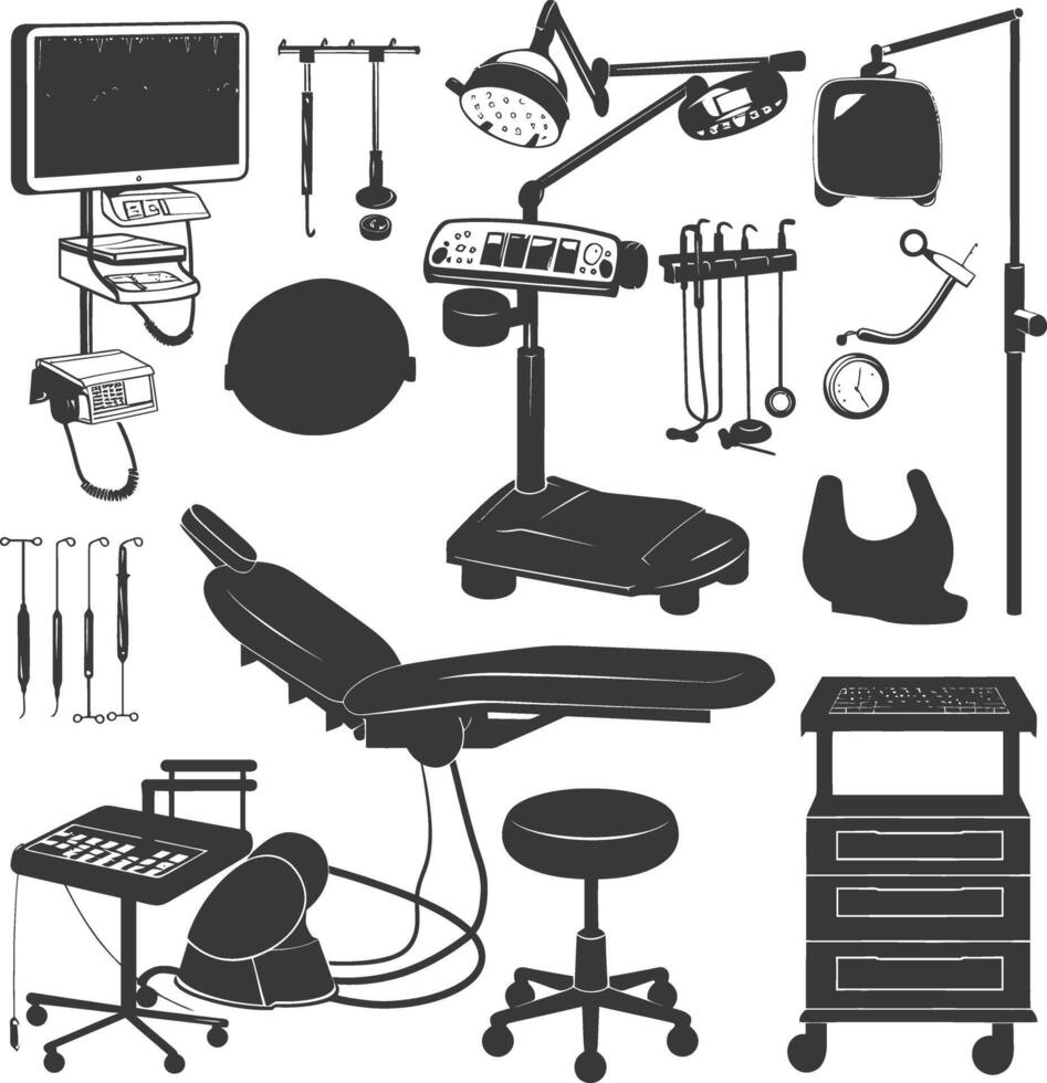 Silhouette medical equipment black color only vector