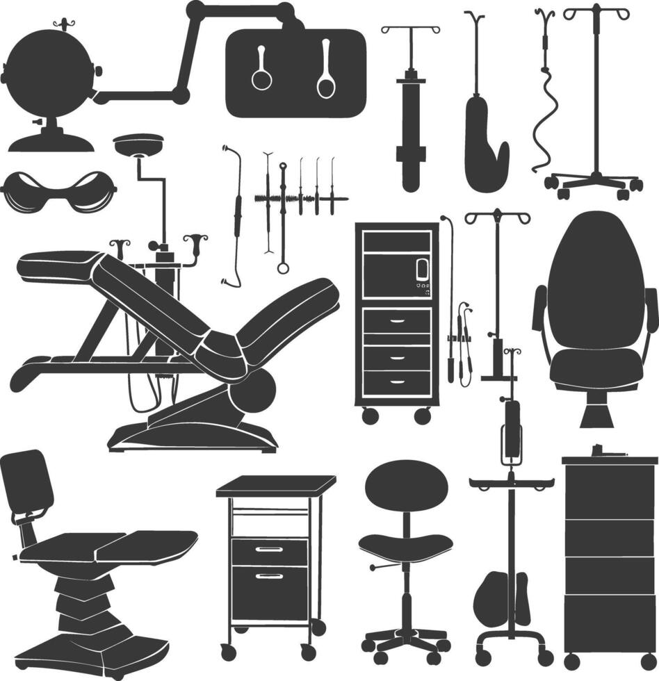 Silhouette medical equipment black color only vector