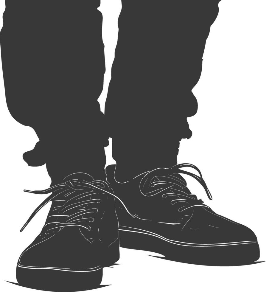 Silhouette man flat shoes black color only full vector