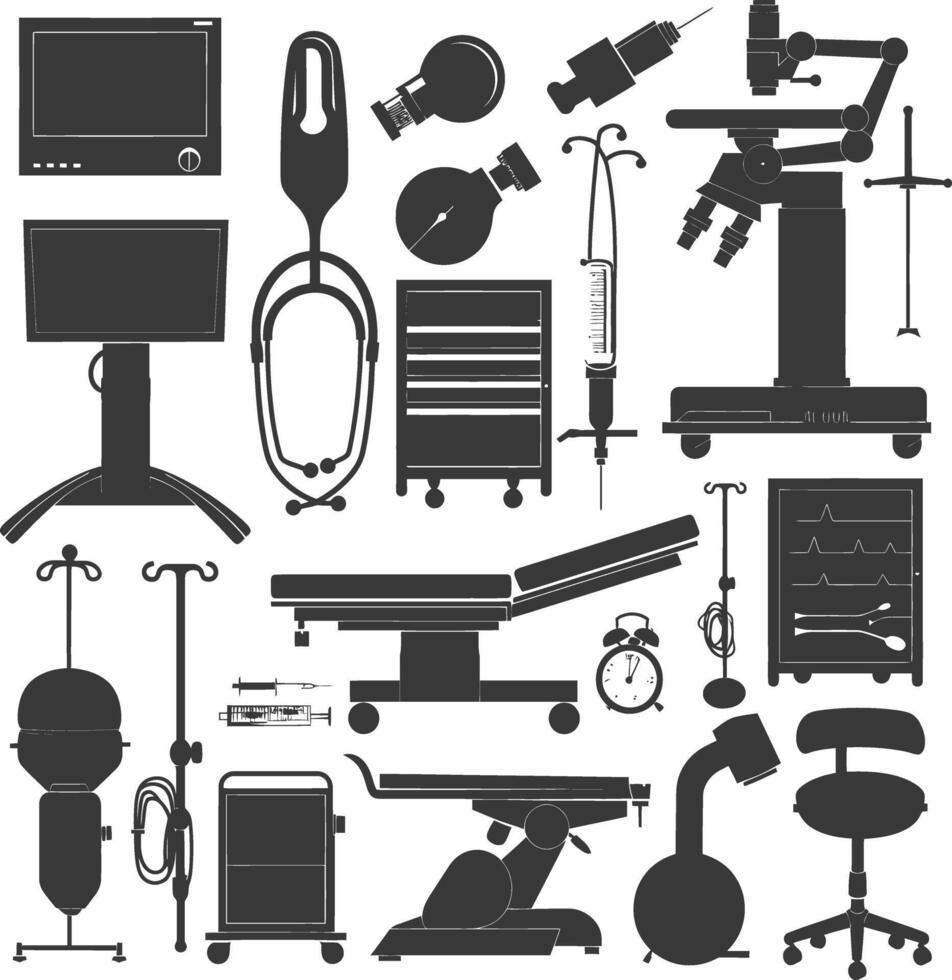 Silhouette medical equipment black color only vector