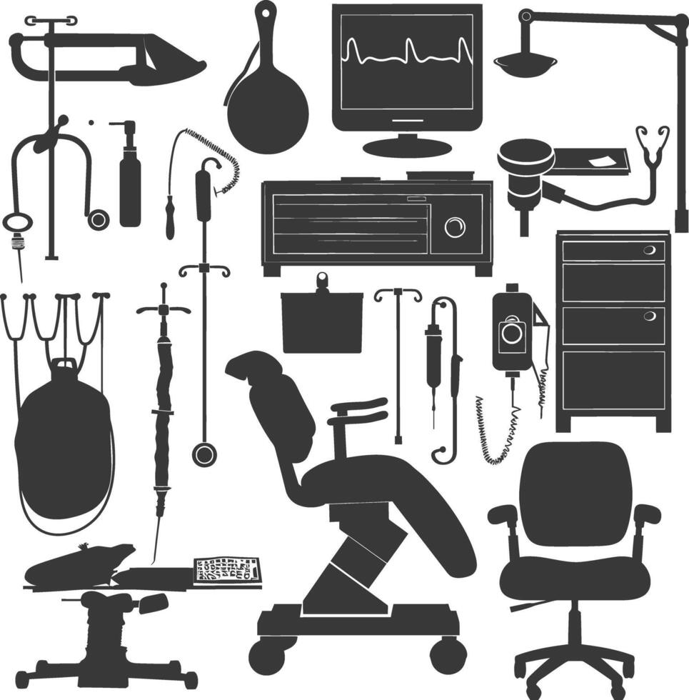 Silhouette medical equipment black color only vector