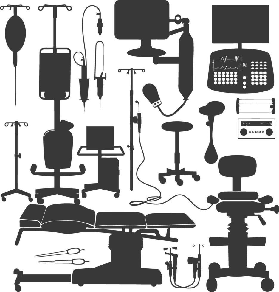 Silhouette medical equipment black color only vector
