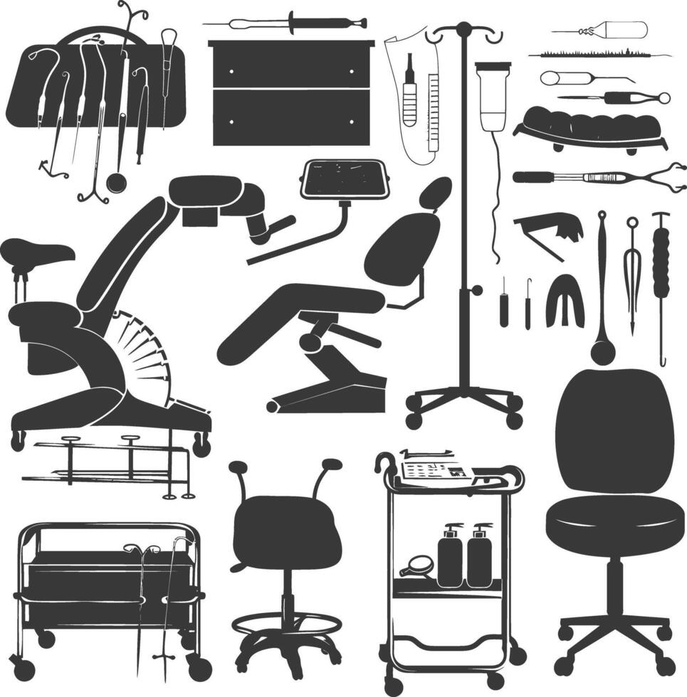 Silhouette medical equipment black color only vector