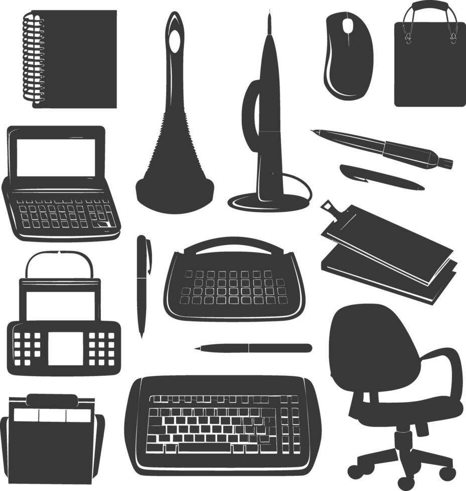 Silhouette office equipment black color only vector