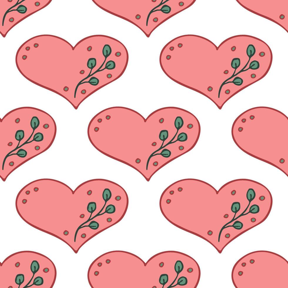 Seamless pattern with hand drawn heart doodle for decorative print, wrapping paper, greeting cards and fabric vector