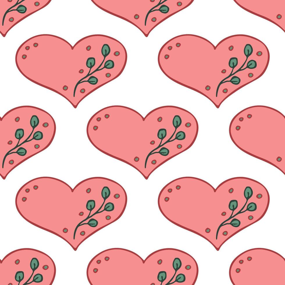 Seamless pattern with hand drawn heart doodle for decorative print, wrapping paper, greeting cards and fabric vector