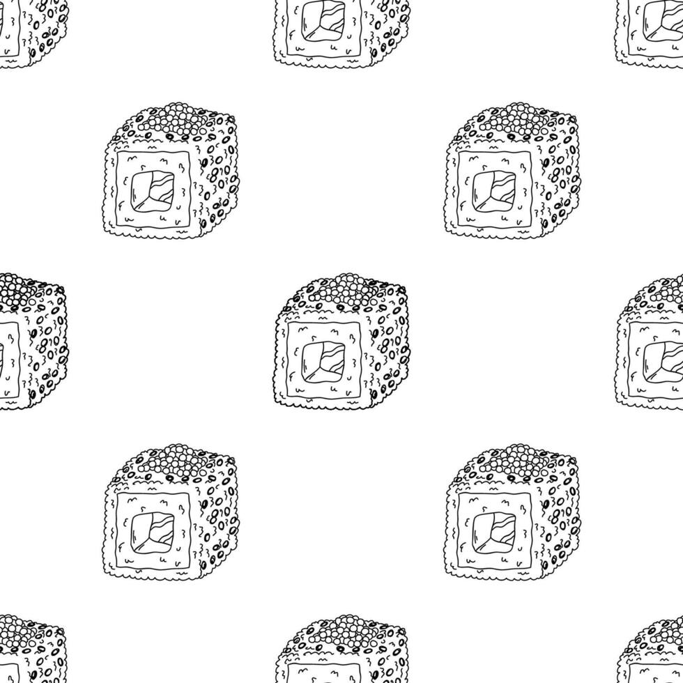 Seamless pattern with sushi roll for decorative print, wrapping paper, menu, wallpaper and fabric vector