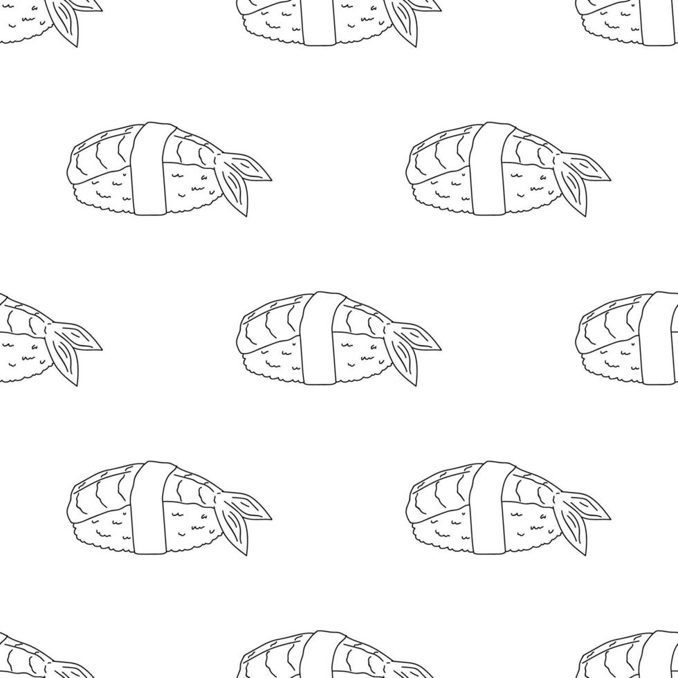 Seamless pattern with sushi for decorative print, wrapping paper, menu, wallpaper and fabric vector