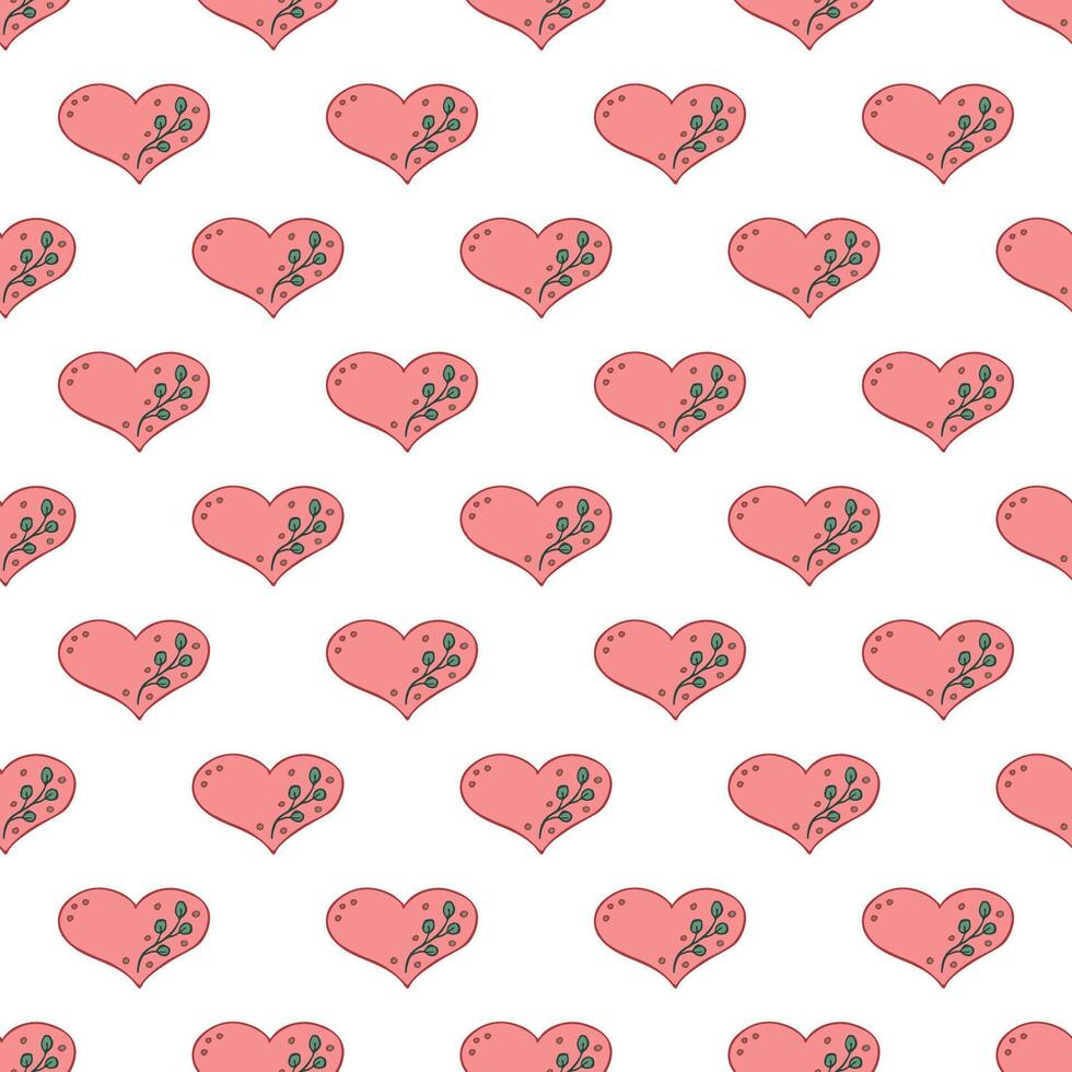 Seamless pattern with hand drawn heart doodle for decorative print, wrapping paper, greeting cards and fabric vector