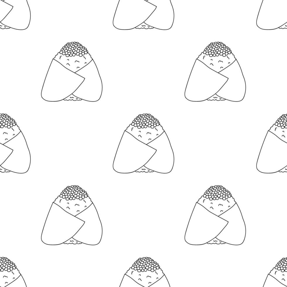 Seamless pattern with onigiri for decorative print, wrapping paper, menu, wallpaper and fabric vector