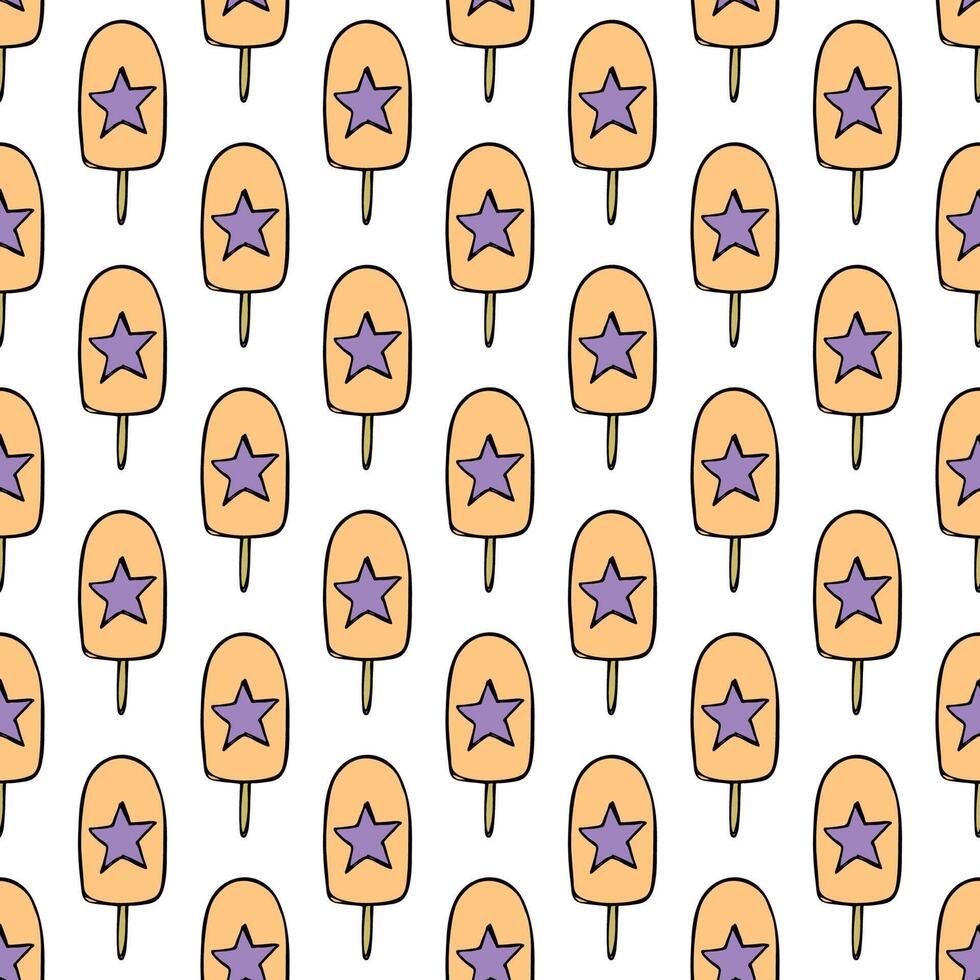 Seamless pattern with ice cream doodle for decorative print, wrapping paper, greeting cards, wallpaper and fabric vector