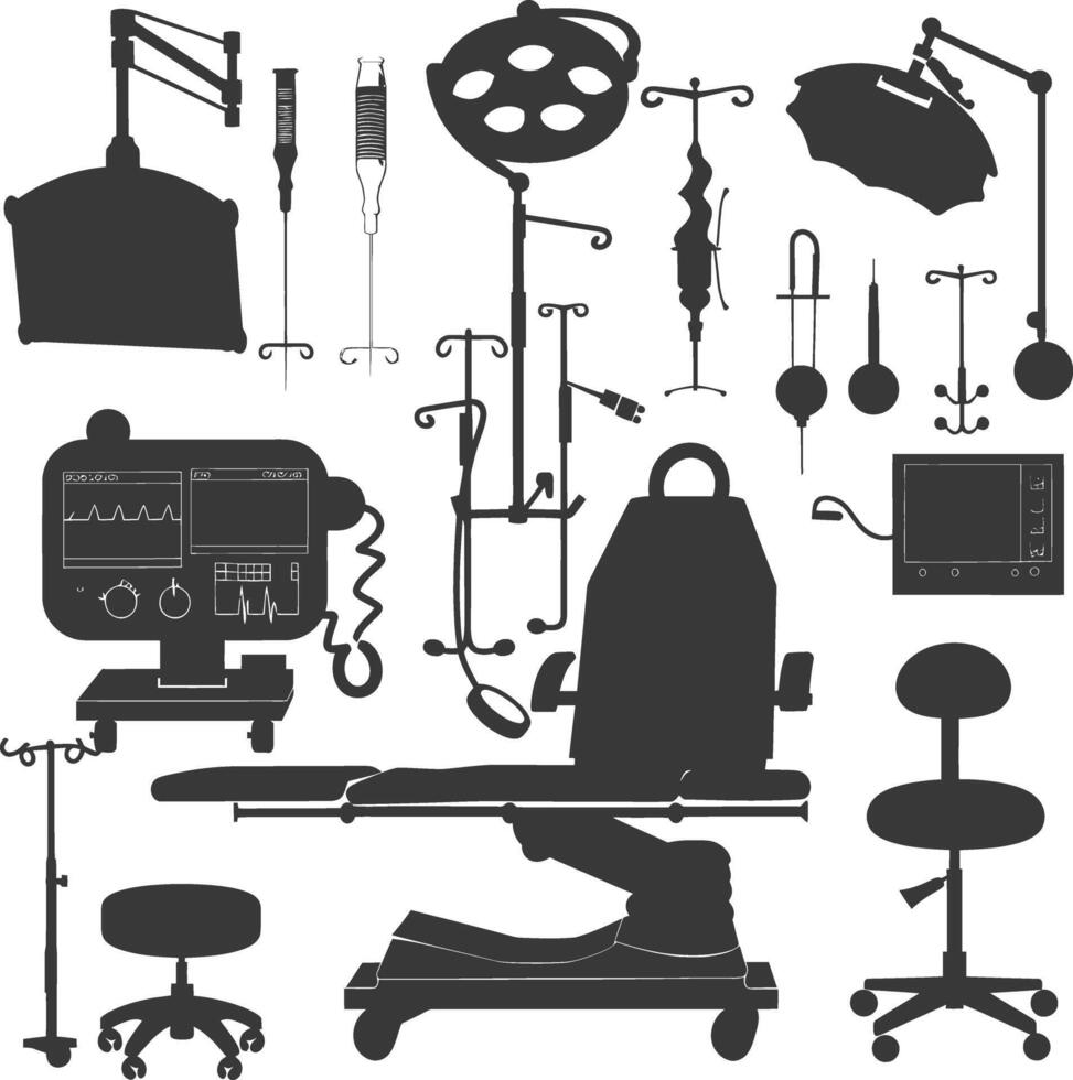 Silhouette medical equipment black color only vector