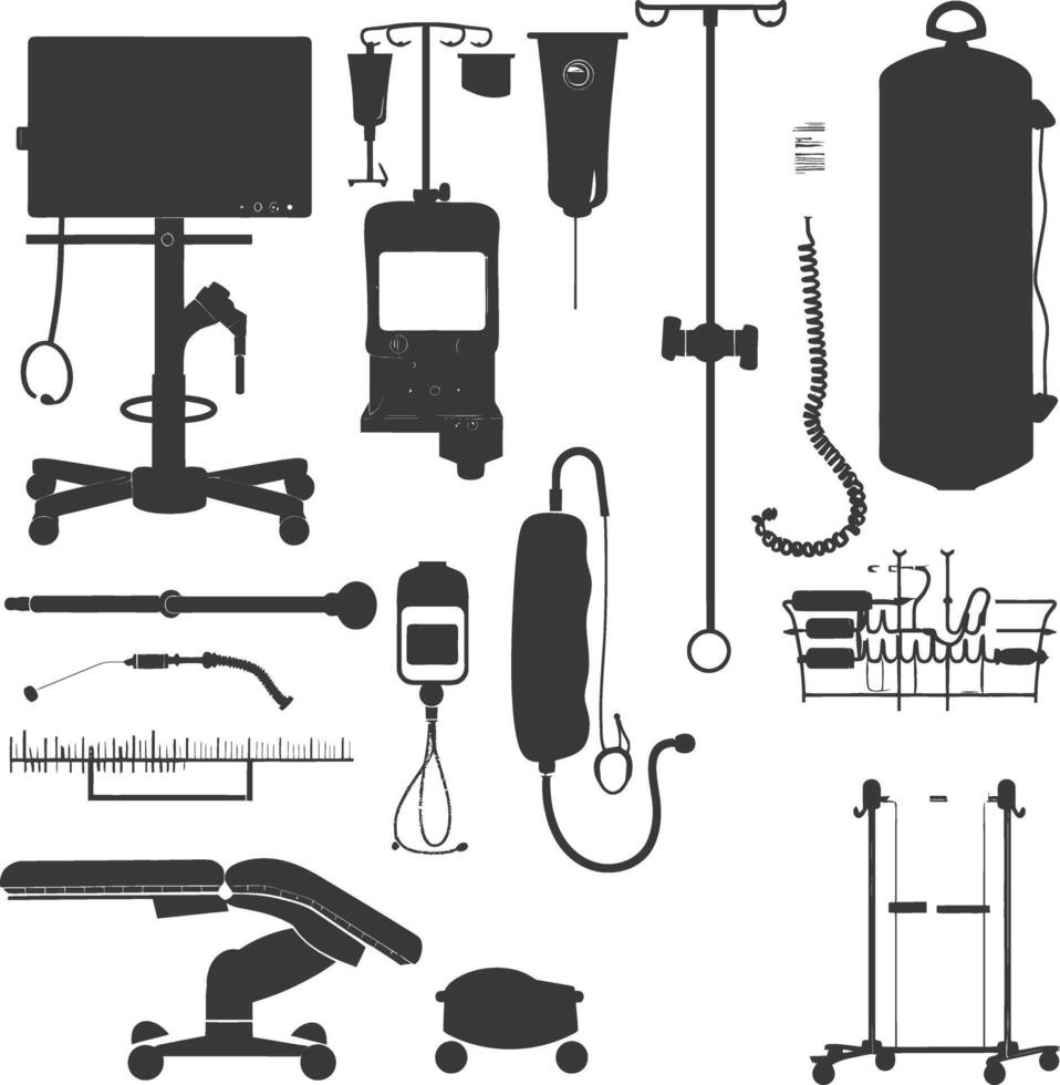 Silhouette medical equipment black color only vector