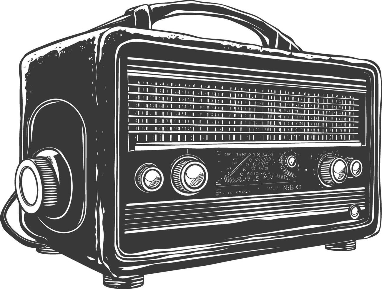 silueta antiguo radio negro color solamente lleno vector