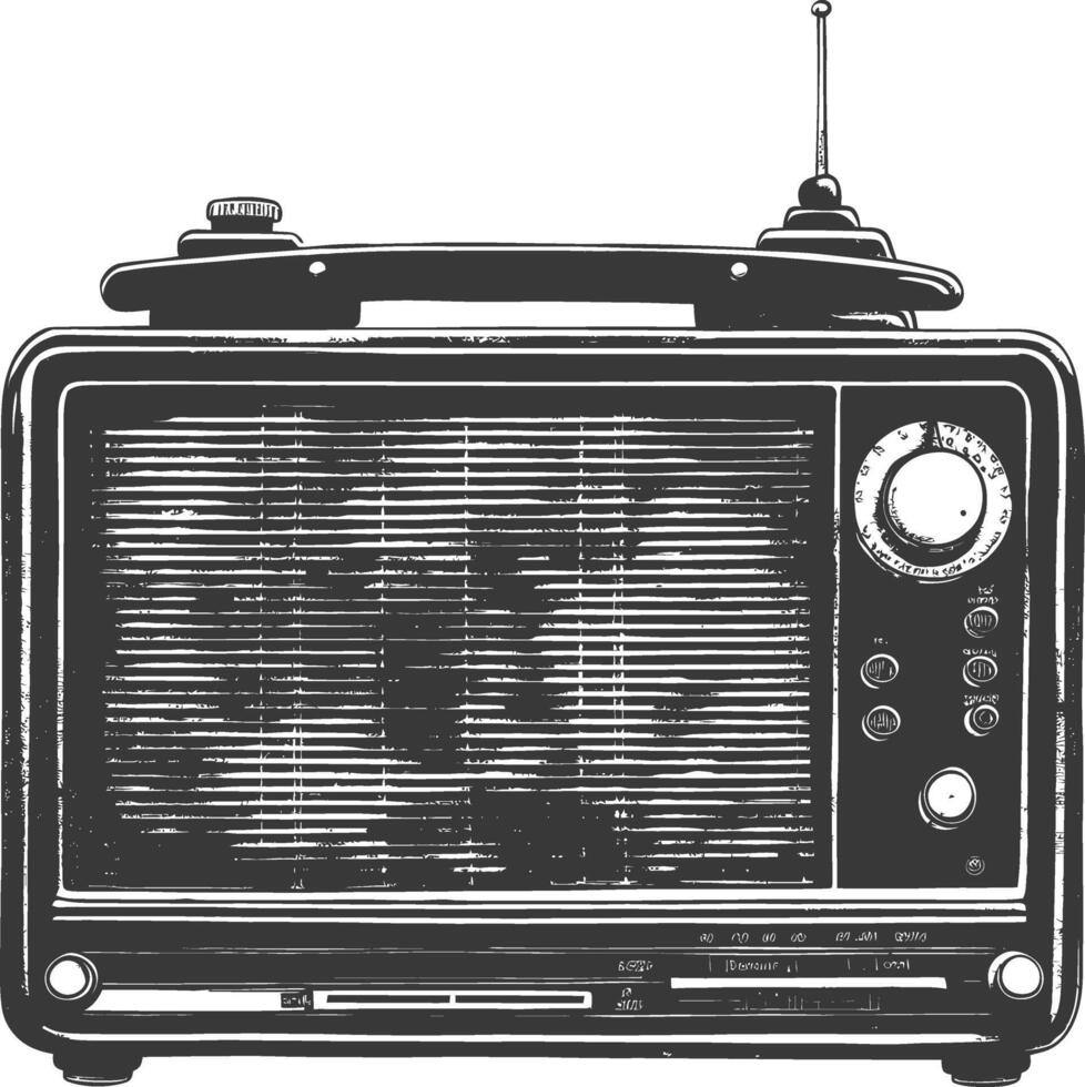 silueta antiguo radio negro color solamente lleno vector