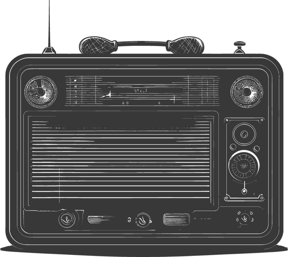 Silhouette old radio black color only full vector