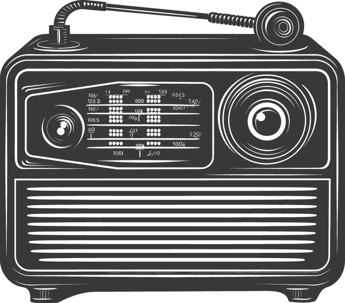 Silhouette old radio black color only full vector