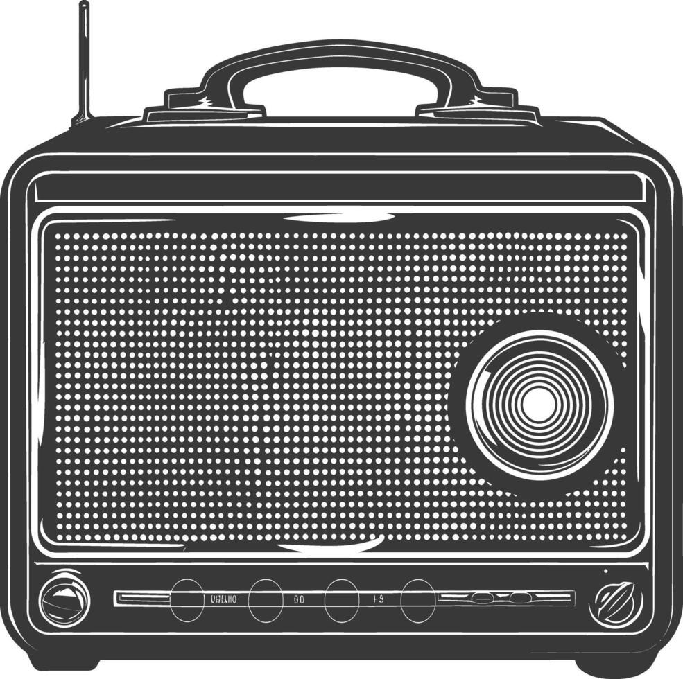 Silhouette old radio black color only full vector