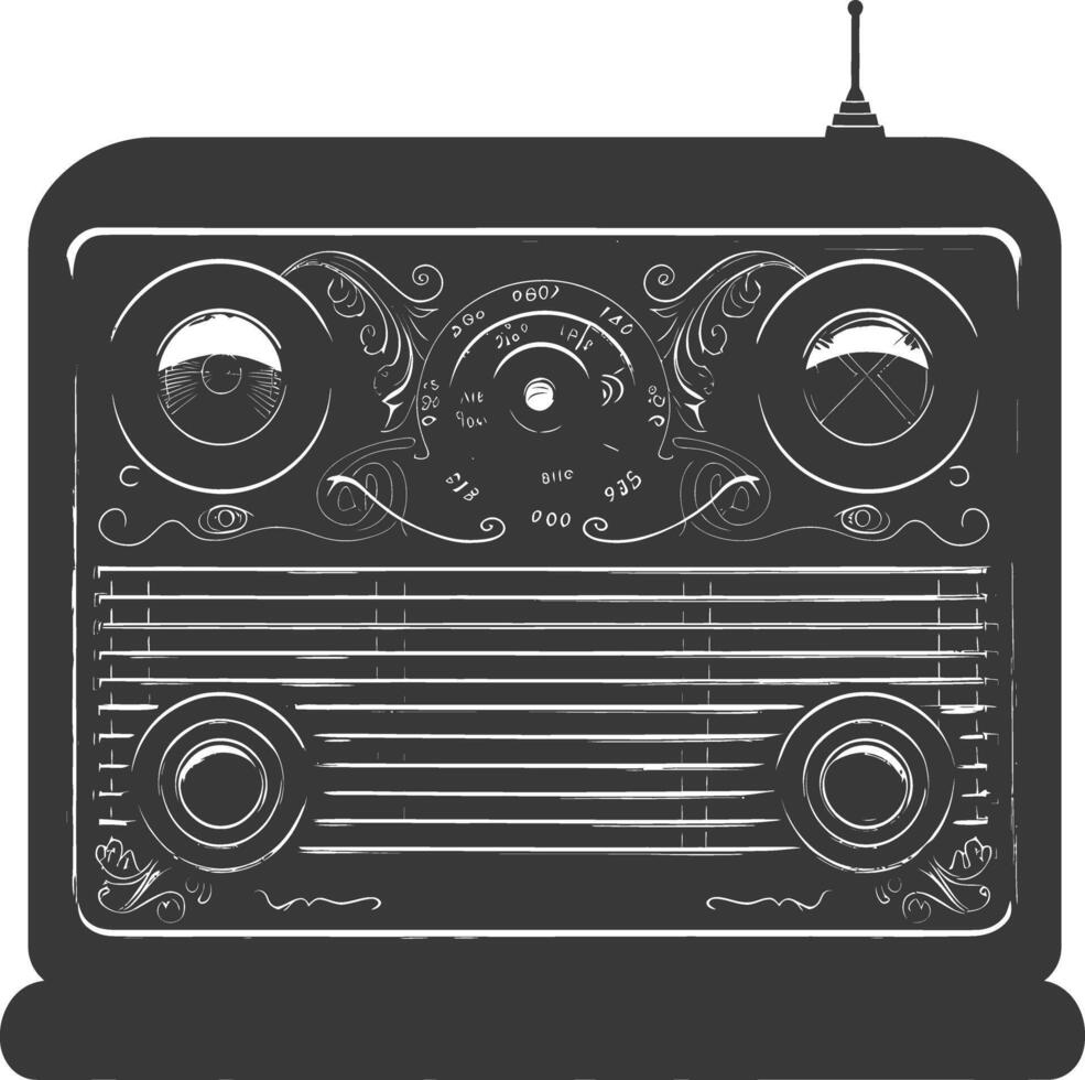 silueta antiguo radio negro color solamente lleno vector