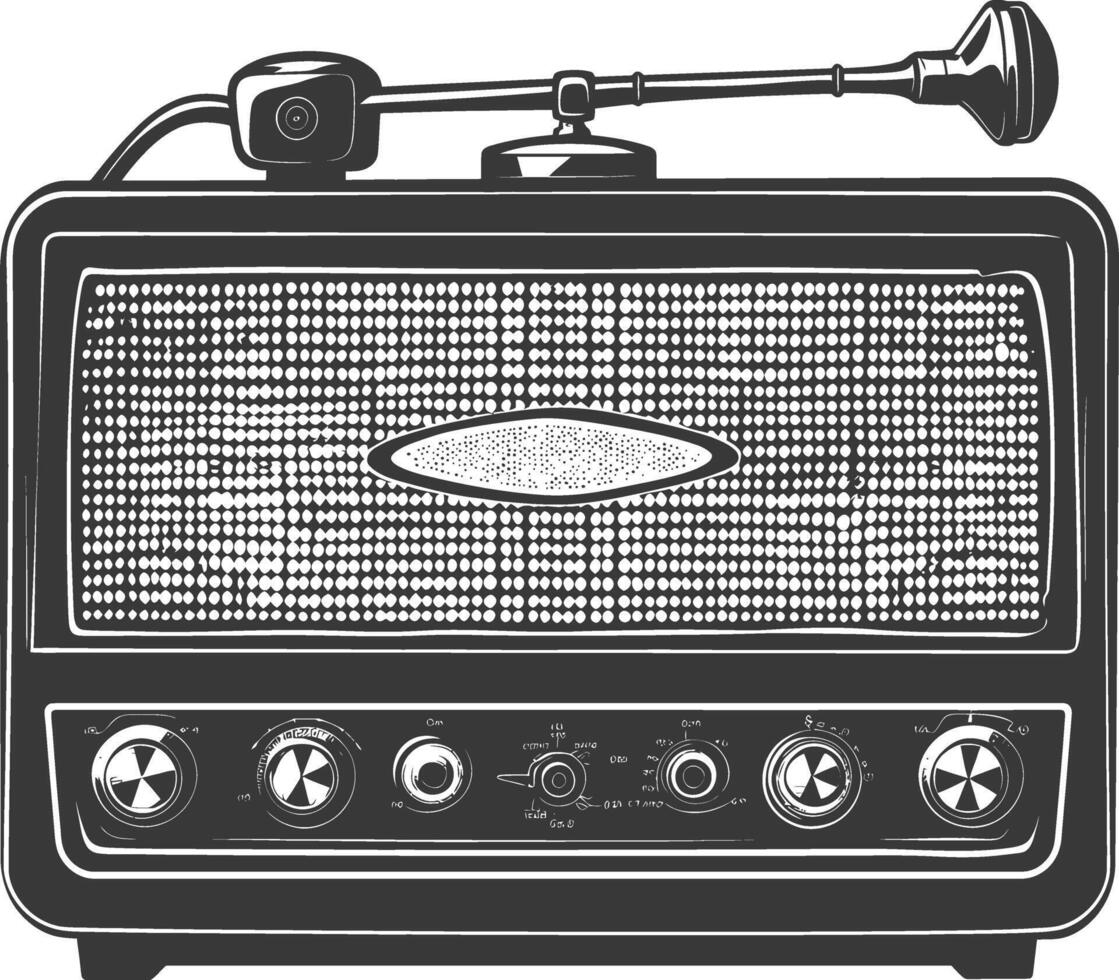 Silhouette old radio black color only full vector