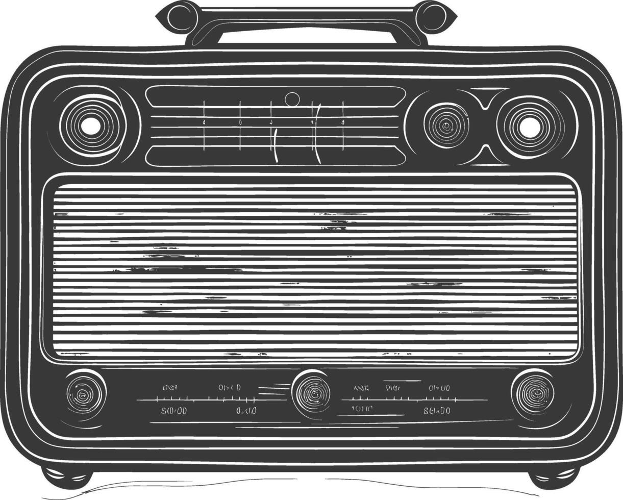 Silhouette old radio black color only full vector
