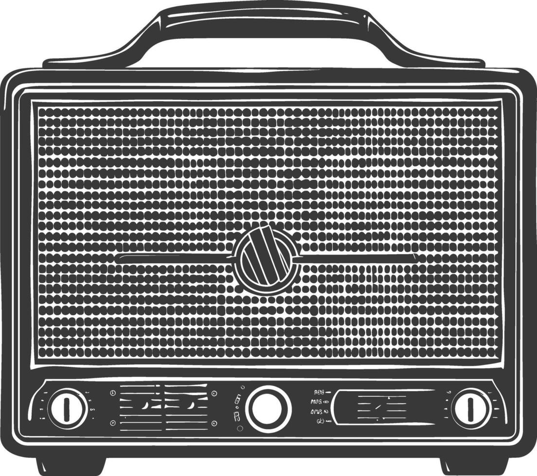 Silhouette old radio black color only full vector