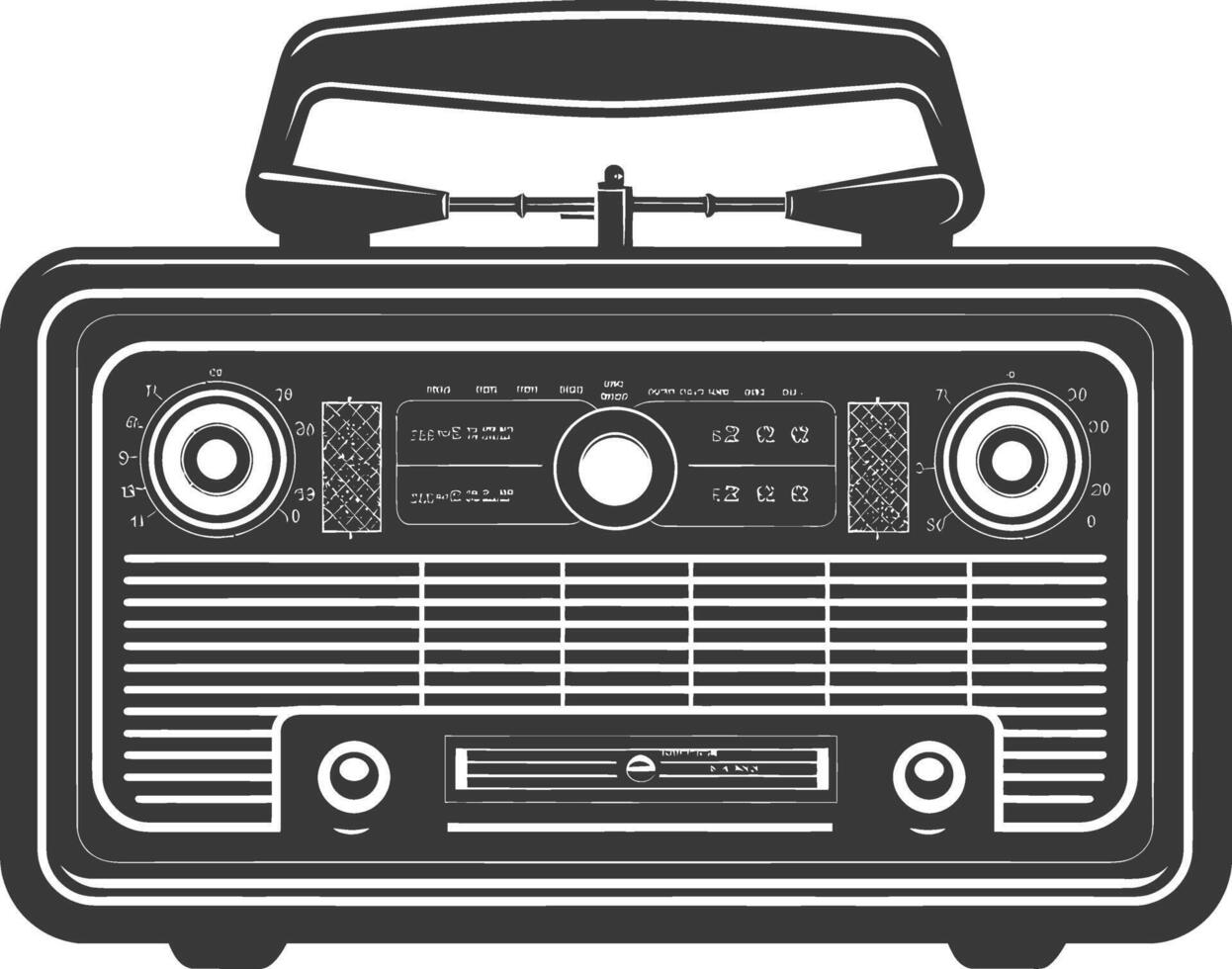 Silhouette old radio black color only full vector