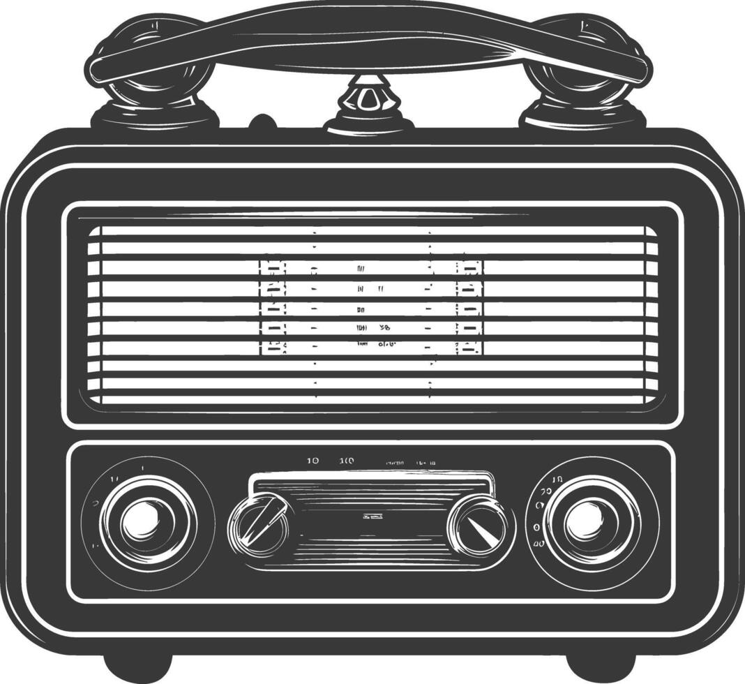 Silhouette old radio black color only full vector