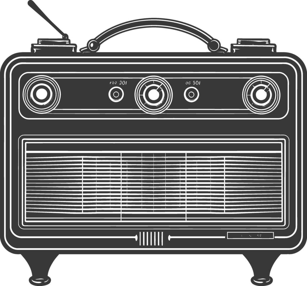 Silhouette old radio black color only full vector