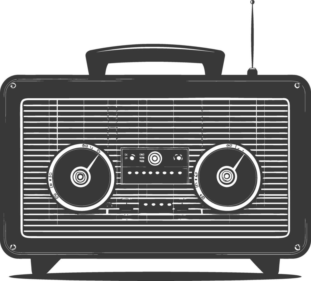 Silhouette old radio black color only full vector