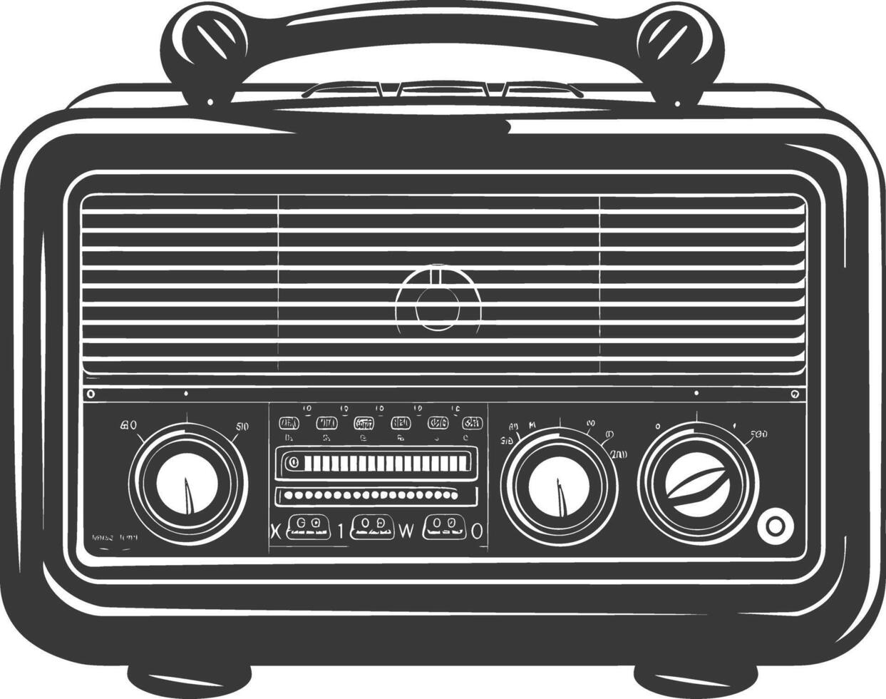 Silhouette old radio black color only full vector