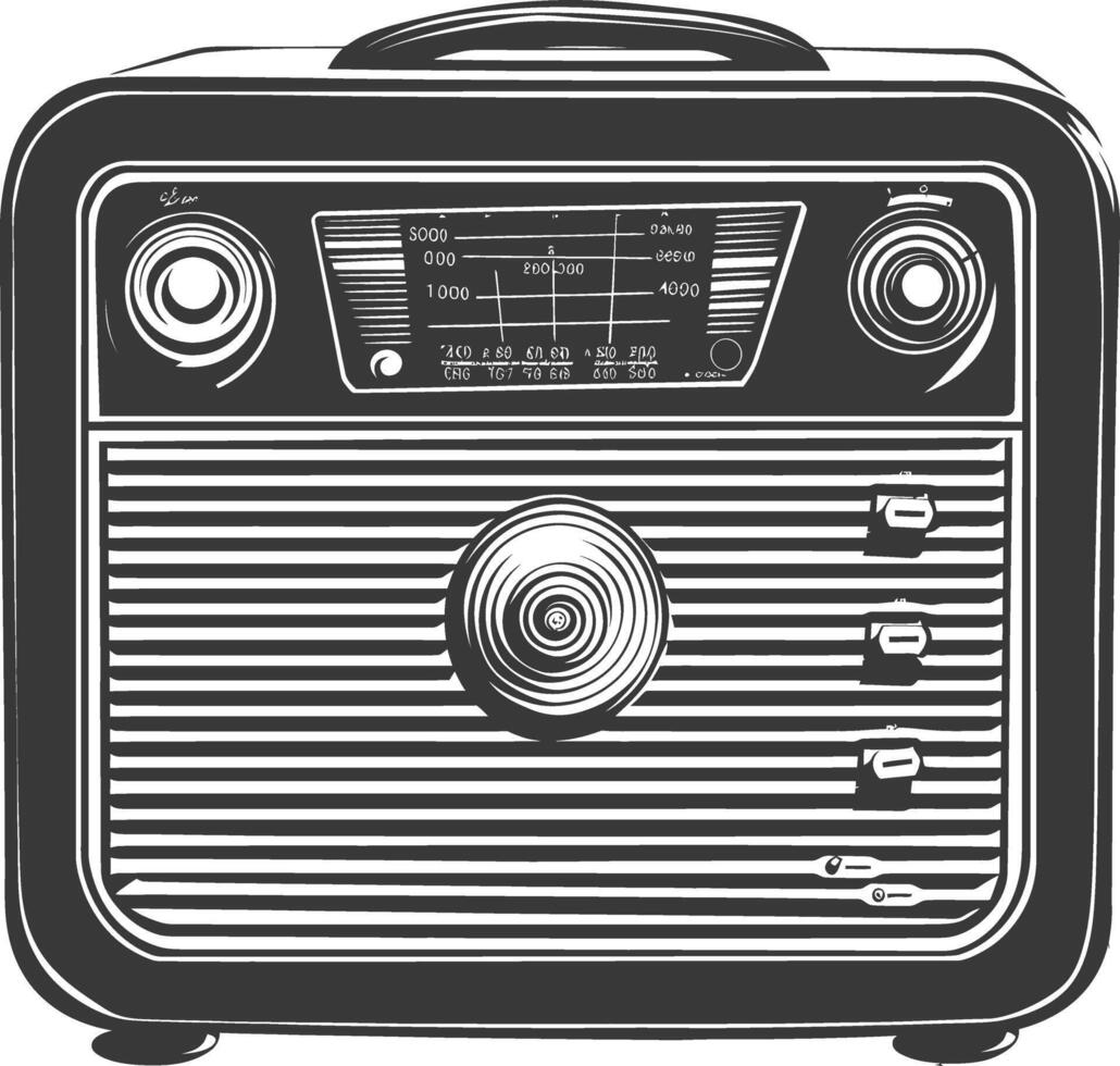 Silhouette old radio black color only full vector