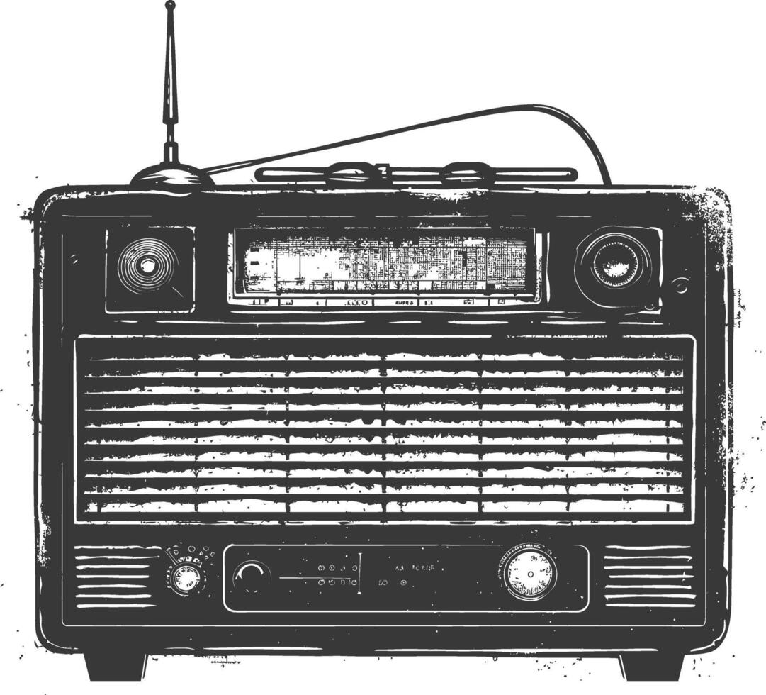 Silhouette old radio black color only full vector