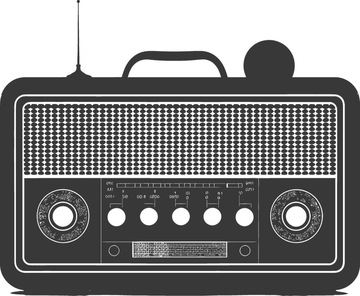 Silhouette old radio black color only full vector