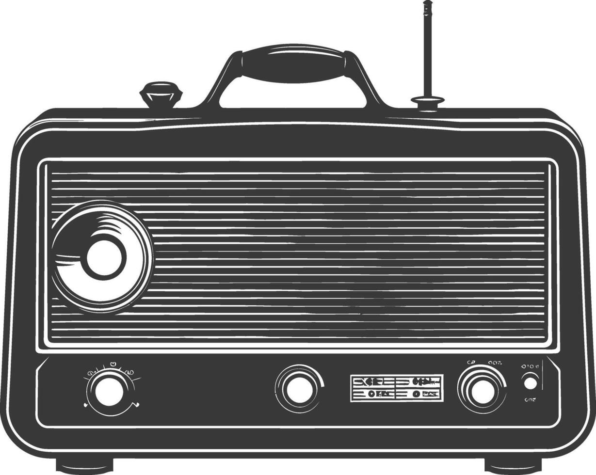 Silhouette old radio black color only full vector