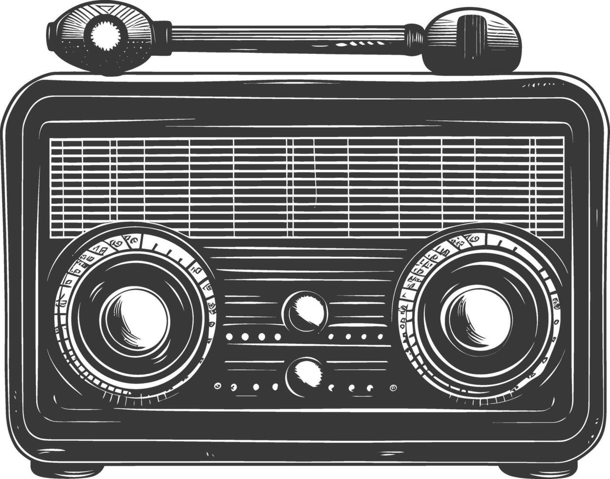 Silhouette old radio black color only full vector