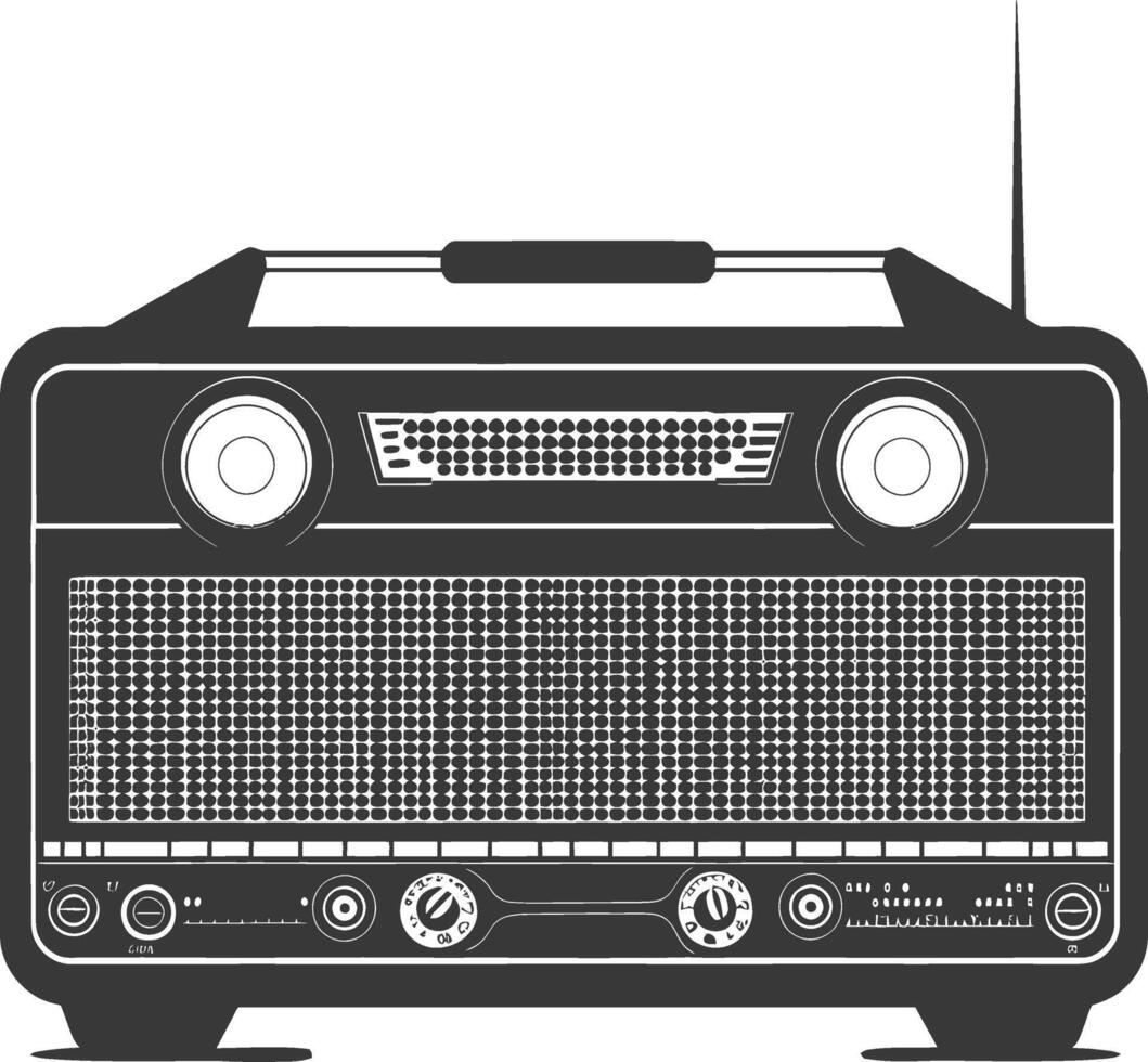 Silhouette old radio black color only full vector