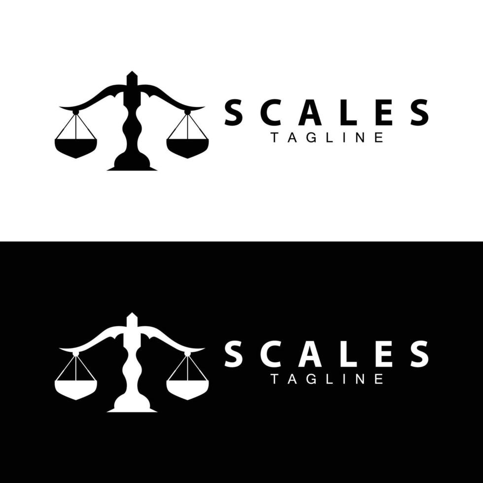 Simple legal scale logo justice court simple black silhouette template design vector