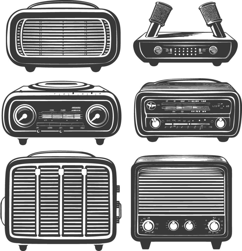 Silhouette old radio black color only full vector