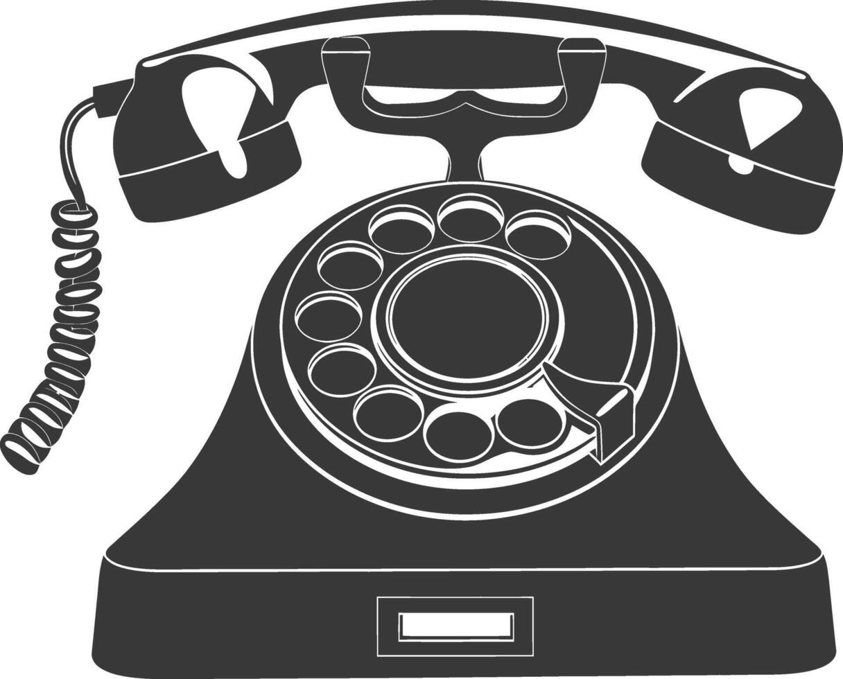 Silhouette old telephone black color only full vector