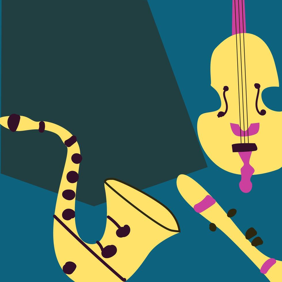 Poster or banner for the jazz festival with music instruments. Perfect for music events, jazz concerts. illustration vector