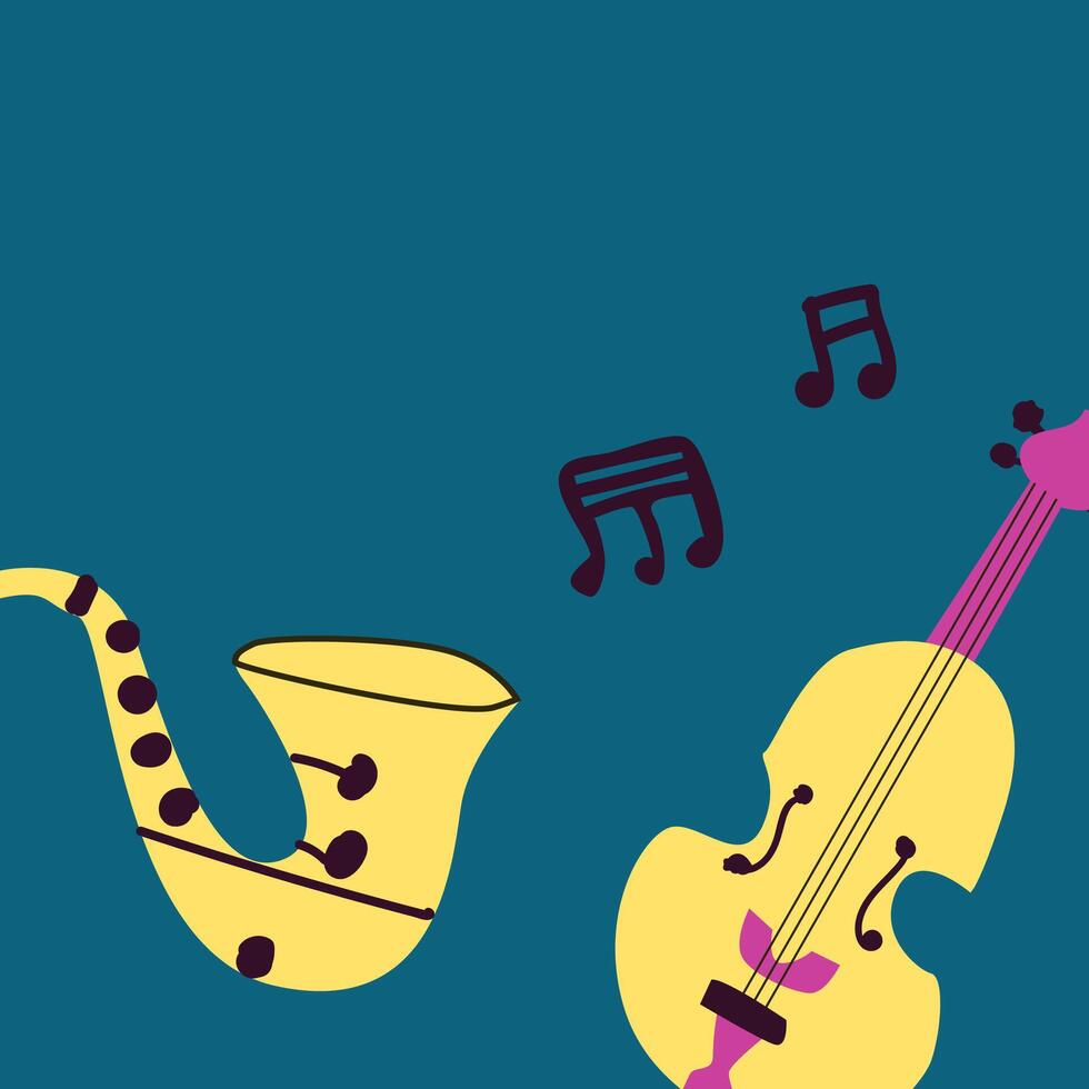 Poster or banner for the jazz festival with music instruments. Perfect for music events, jazz concerts. illustration vector