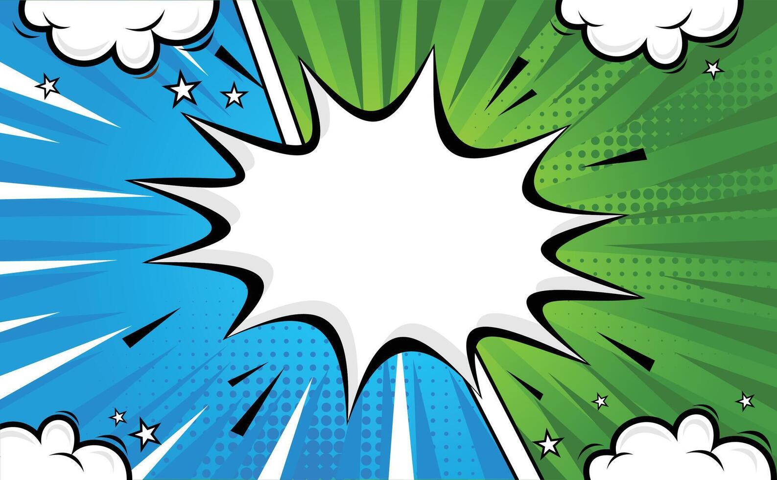 Star Blue Green Comic Cartoon Background Design Template vector