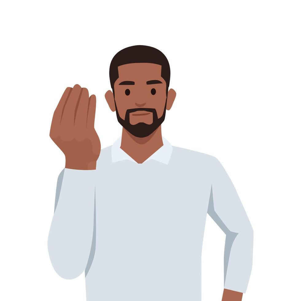 Young black man doing bellissimo hand gesture. vector