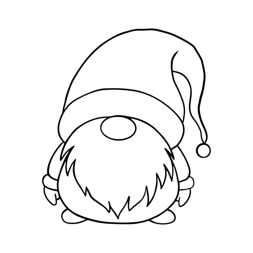 Line art cute Christmas gnomes design for coloring book isolated on a white background vector