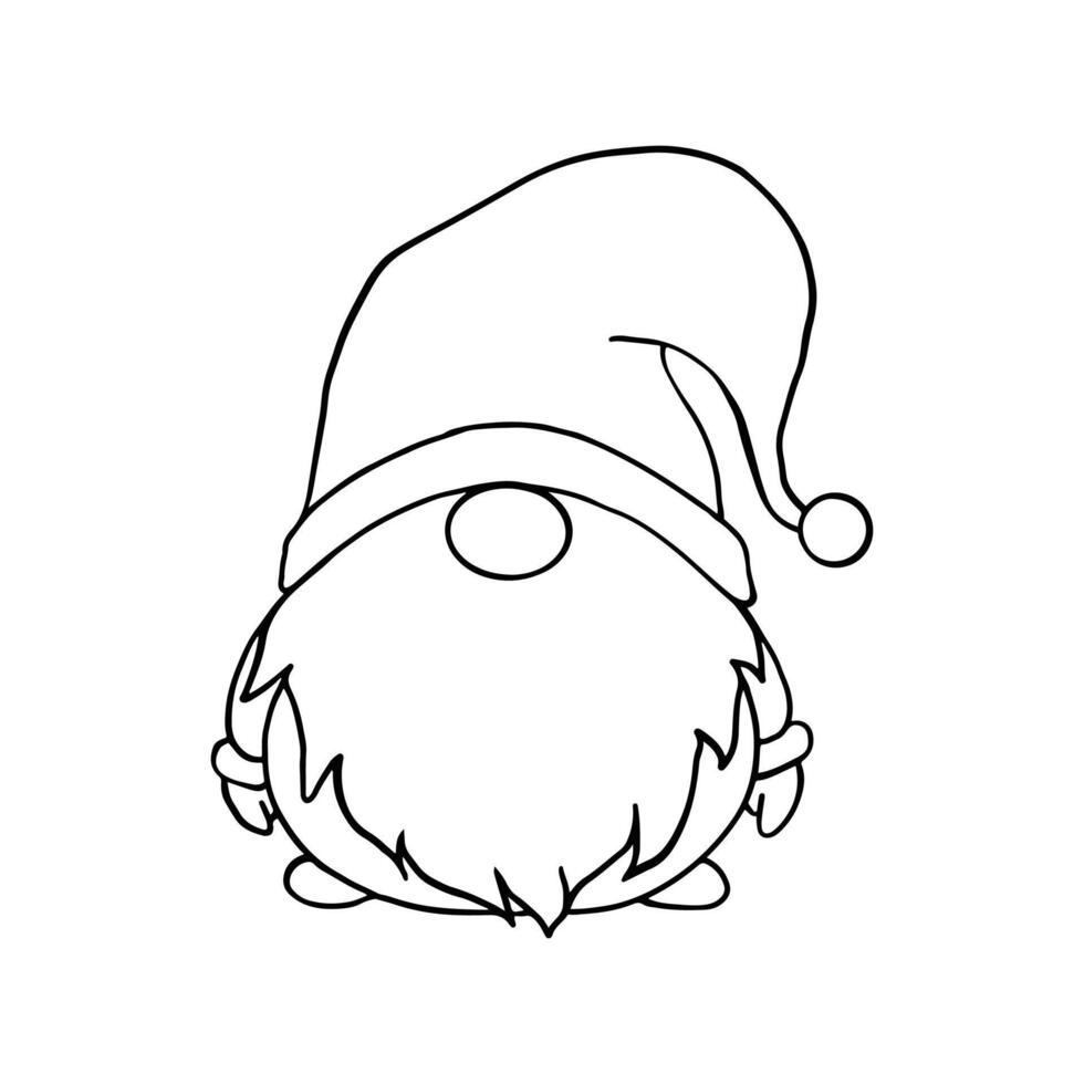 Line art cute Christmas gnomes design for coloring book isolated on a white background vector