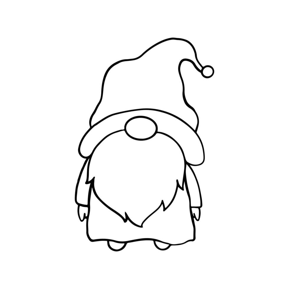 Line art cute Christmas gnomes design for coloring book isolated on a white background vector